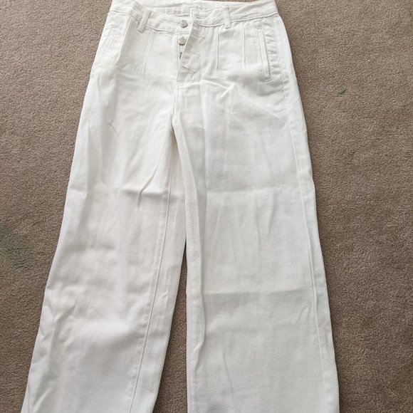 Shein Wide Leg Full Length Jeans, White, Women's Size- M (38) - Picture 1 of 3